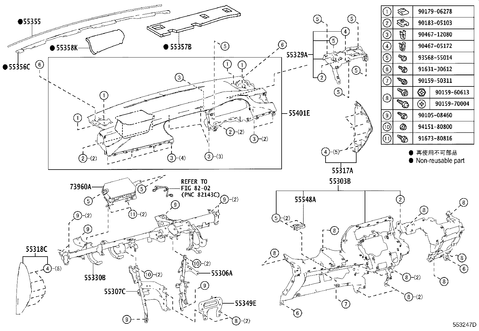 55405-48240 PANEL SUB-ASSY, INSTRUMENT CLUSTER FINISH, CENTER product image
