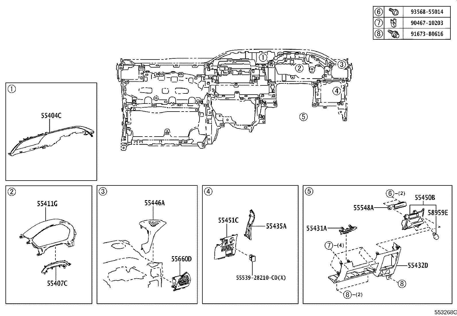 55302-28240-C0 PANEL SUB-ASSY, INSTRUMENT, UPPER product image