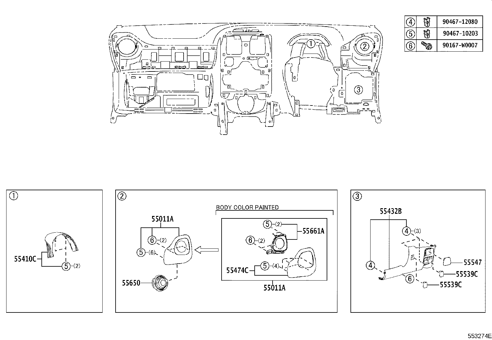 55405-0H040-B0 PANEL SUB-ASSY, INSTRUMENT CLUSTER FINISH, CENTER product image