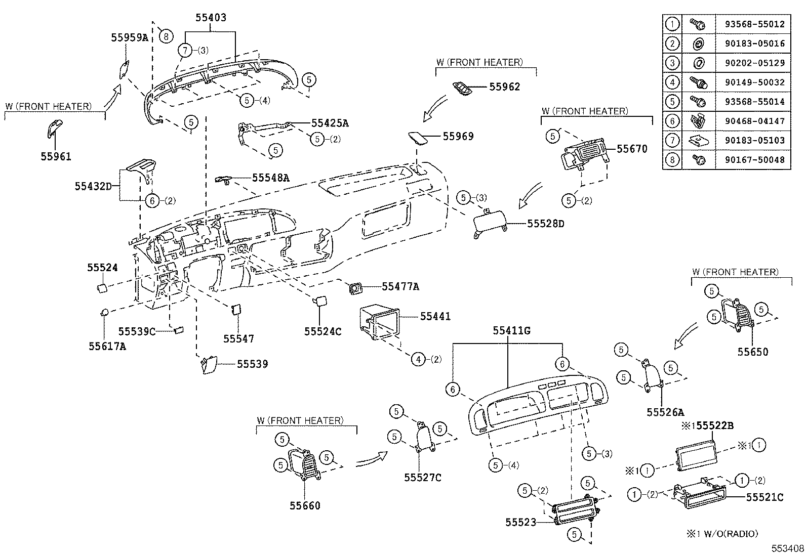 55342-36030 BRACE, INSTRUMENT PANEL TO COWL, NO.2 product image