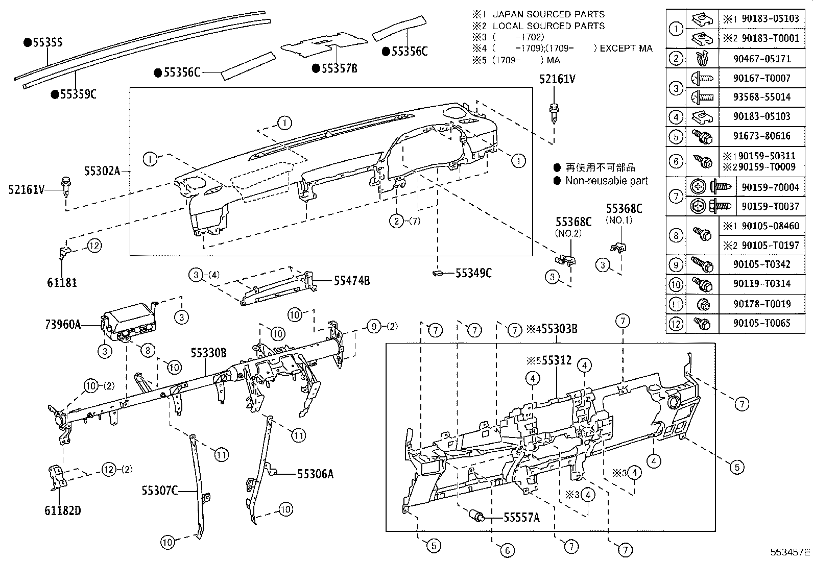 55302-KK120-C0 PANEL SUB-ASSY, INSTRUMENT, UPPER product image