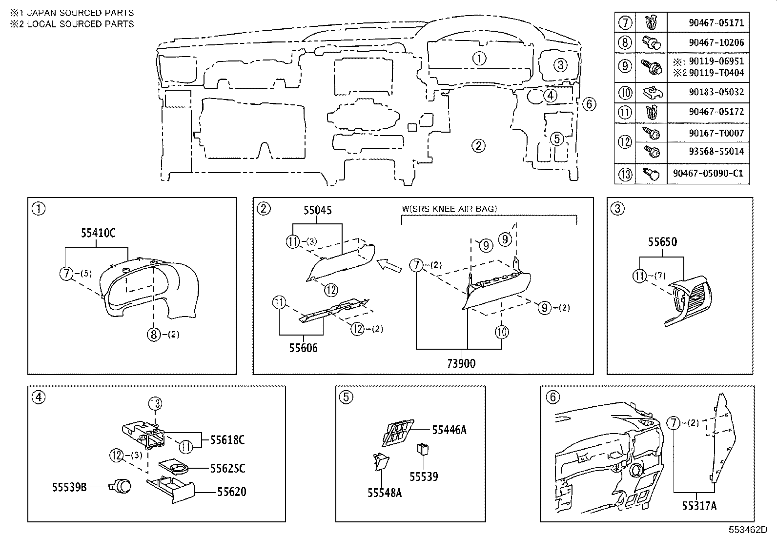 55306-KK040 BRACE SUB-ASSY, INSTRUMENT PANEL, NO.1 product image