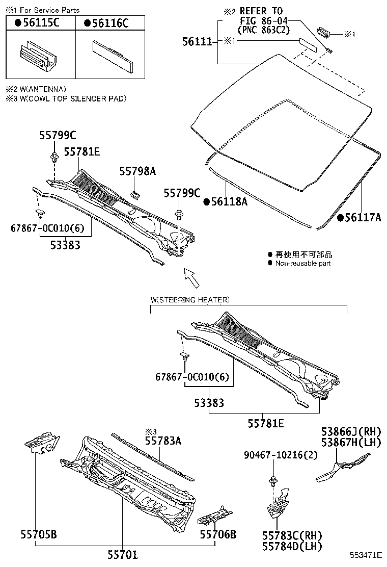 55708-0K360 LOUVER SUB-ASSY, COWL TOP VENTILATOR product image