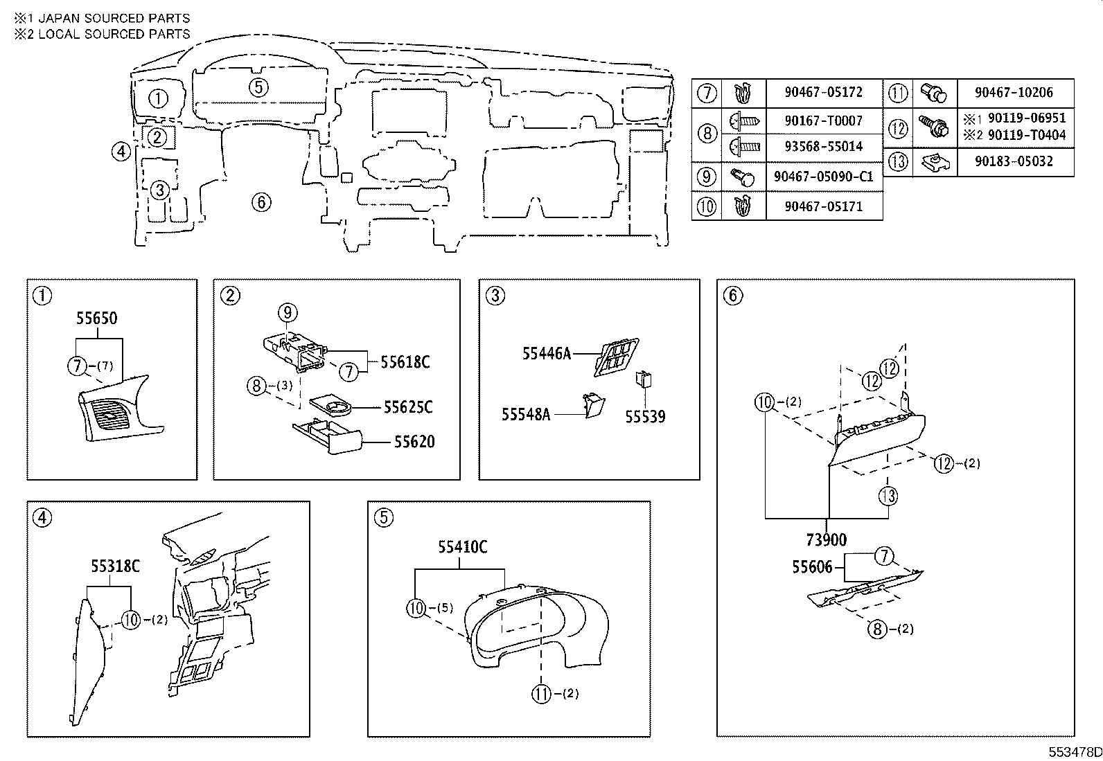 55306-KK030 BRACE SUB-ASSY, INSTRUMENT PANEL, NO.1 product image