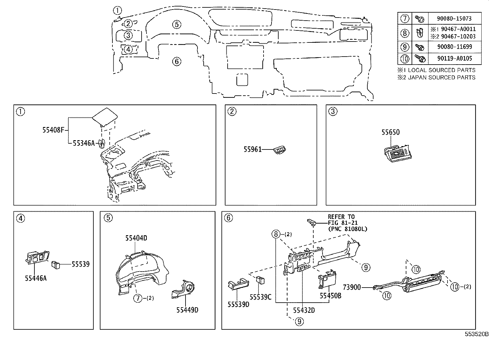 55405-06130 PANEL SUB-ASSY, INSTRUMENT CLUSTER FINISH, CENTER product image
