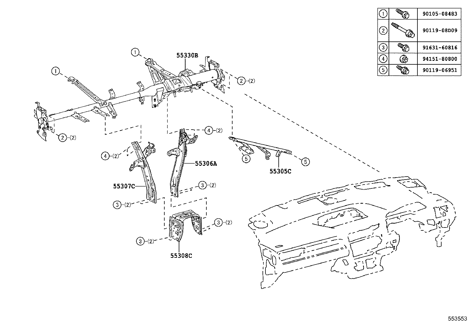 55405-48200-C0 PANEL SUB-ASSY, INSTRUMENT CLUSTER FINISH, CENTER product image