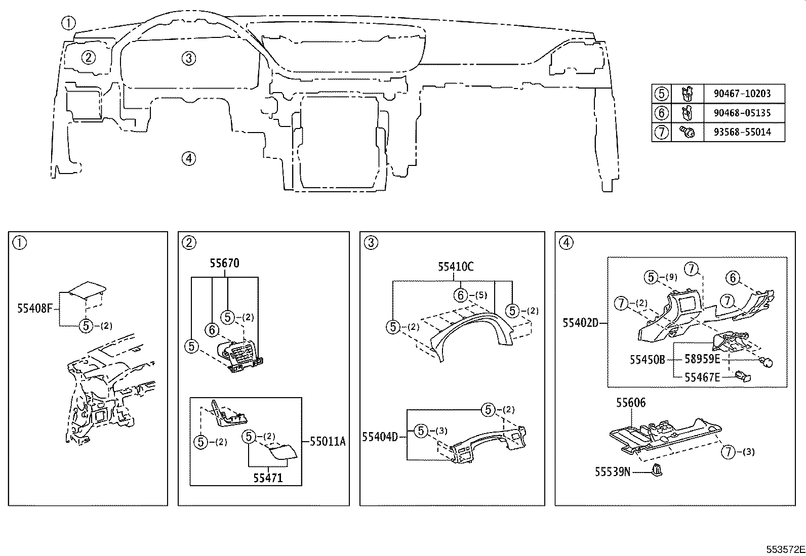55054-30060 STOPPER SUB-ASSY, GLOVE COMPARTMENT DOOR product image