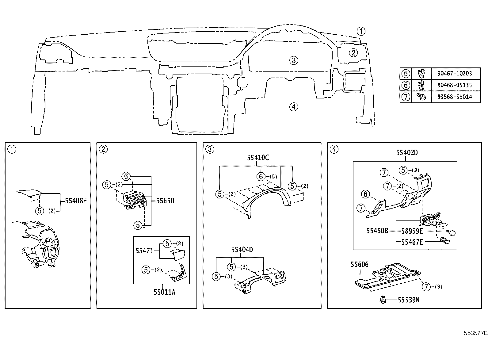 55054-30060 STOPPER SUB-ASSY, GLOVE COMPARTMENT DOOR product image