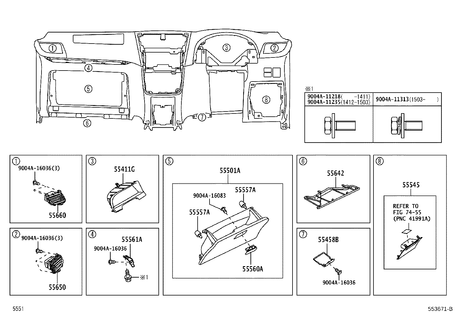 55357-BZ070 CUSHION, INSTRUMENT PANEL, NO.3 product image