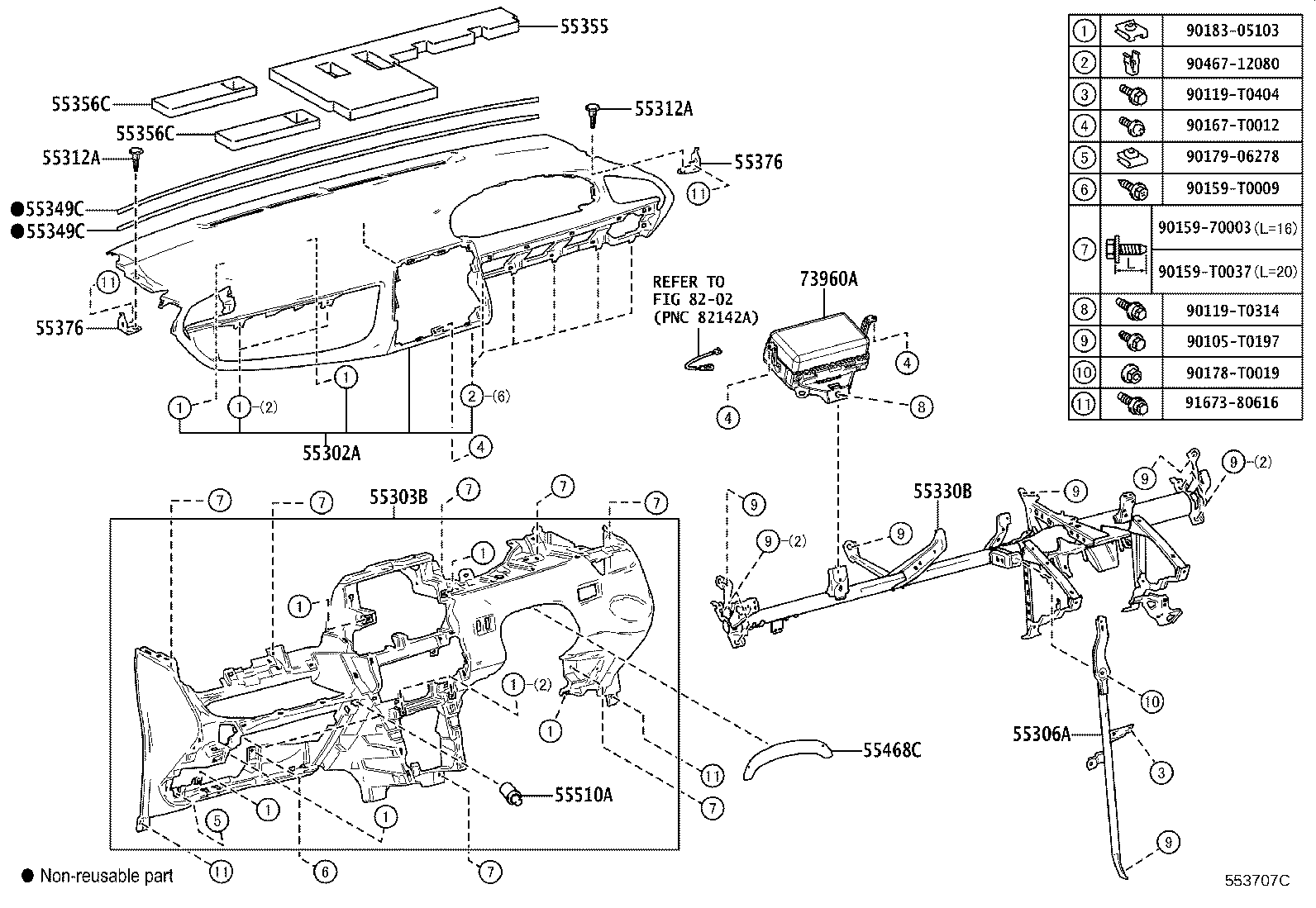 55042-0D050-C0 DOOR SUB-ASSY, INSTRUMENT PANEL BOX, NO.2 product image