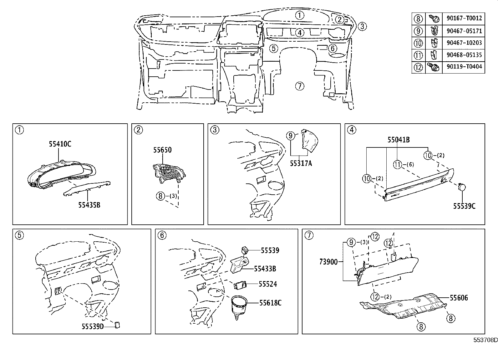 55042-0D050-C0 DOOR SUB-ASSY, INSTRUMENT PANEL BOX, NO.2 product image