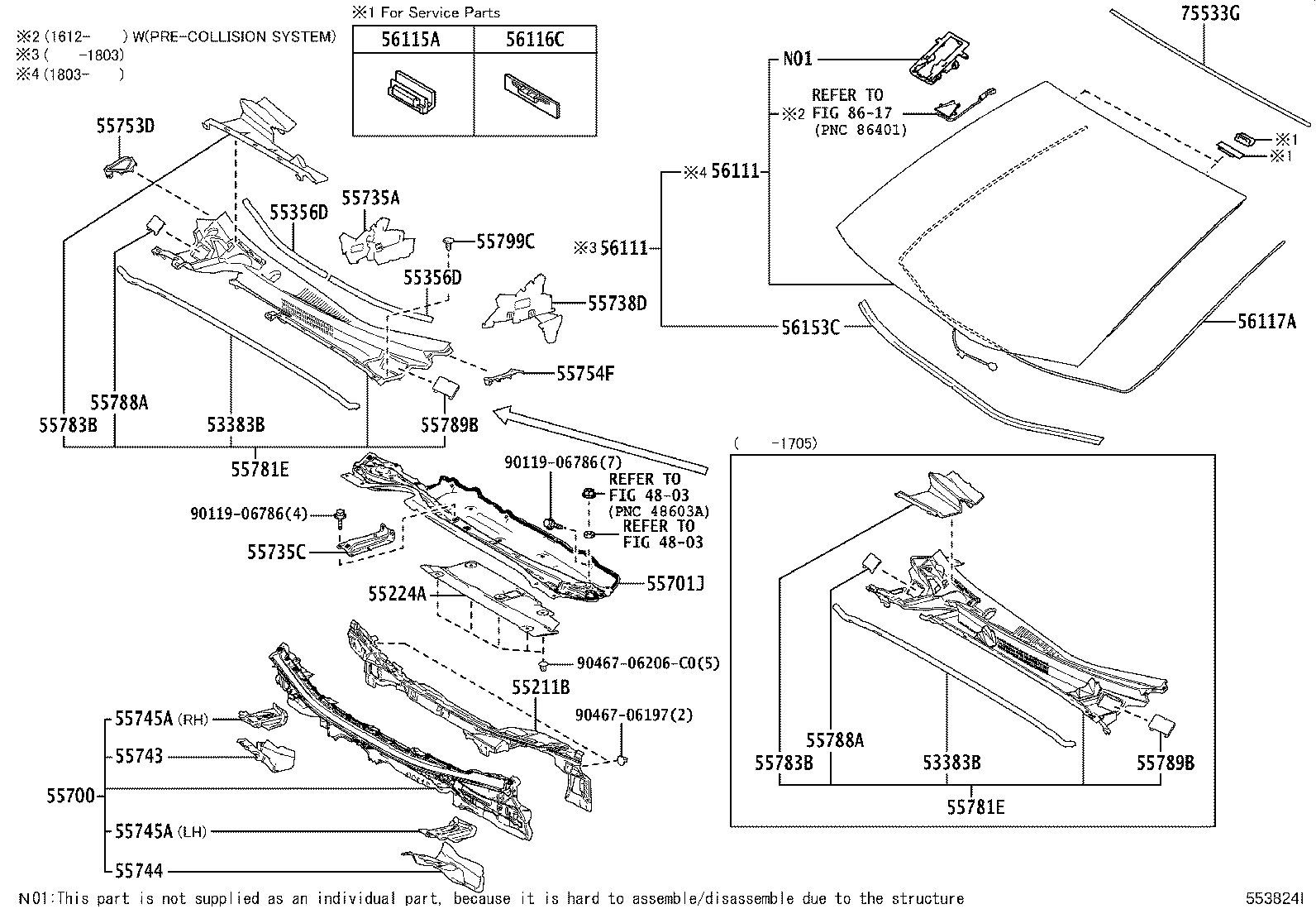 55708-47290 LOUVER SUB-ASSY, COWL TOP VENTILATOR product image