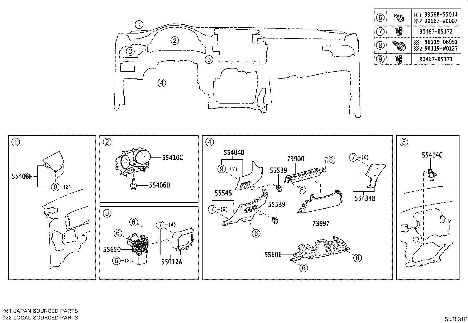 55405-F4190 PANEL SUB-ASSY, INSTRUMENT CLUSTER FINISH, CENTER product image