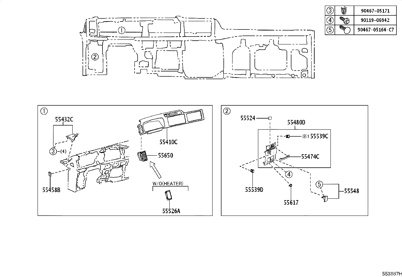 55306-36060 BRACE SUB-ASSY, INSTRUMENT PANEL, NO.1 product image