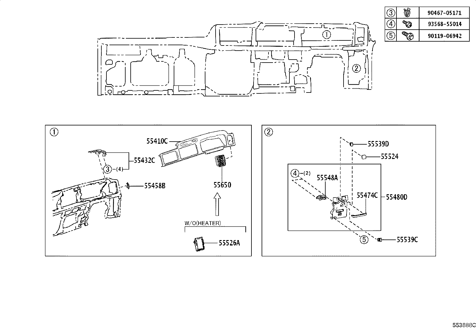 55306-36060 BRACE SUB-ASSY, INSTRUMENT PANEL, NO.1 product image