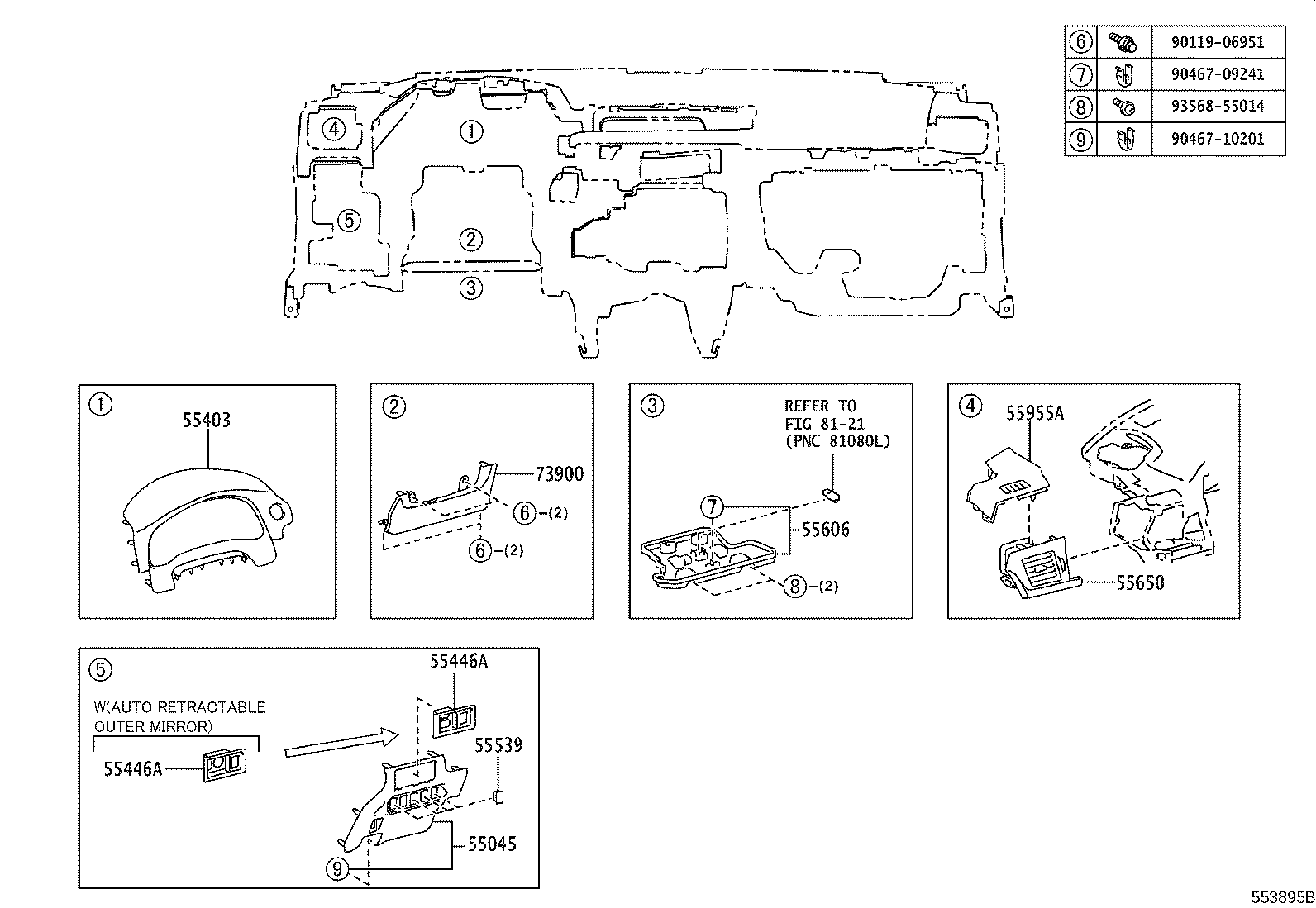 55302-76121-C0 PANEL SUB-ASSY, INSTRUMENT, UPPER product image