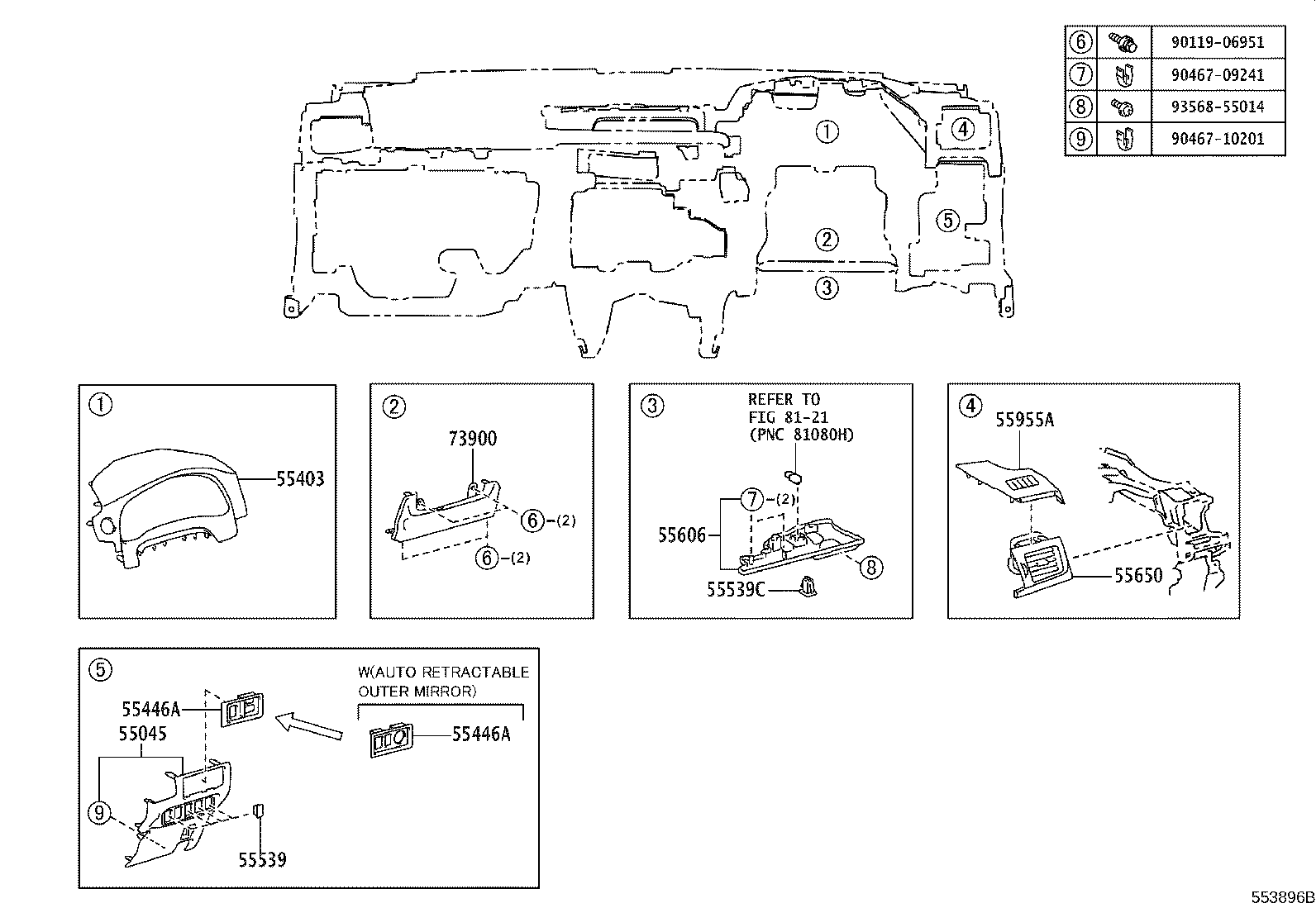 55302-76121-C0 PANEL SUB-ASSY, INSTRUMENT, UPPER product image