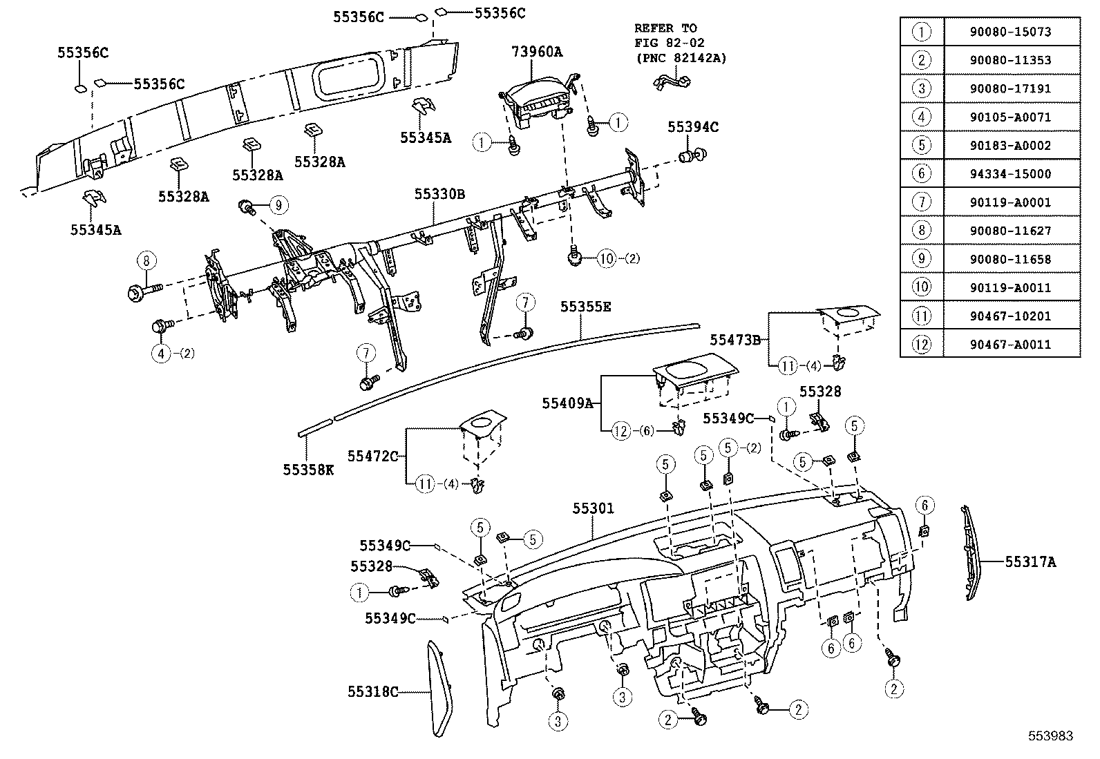55403-0C040 PANEL SUB-ASSY, INSTRUMENT PANEL FINISH product image