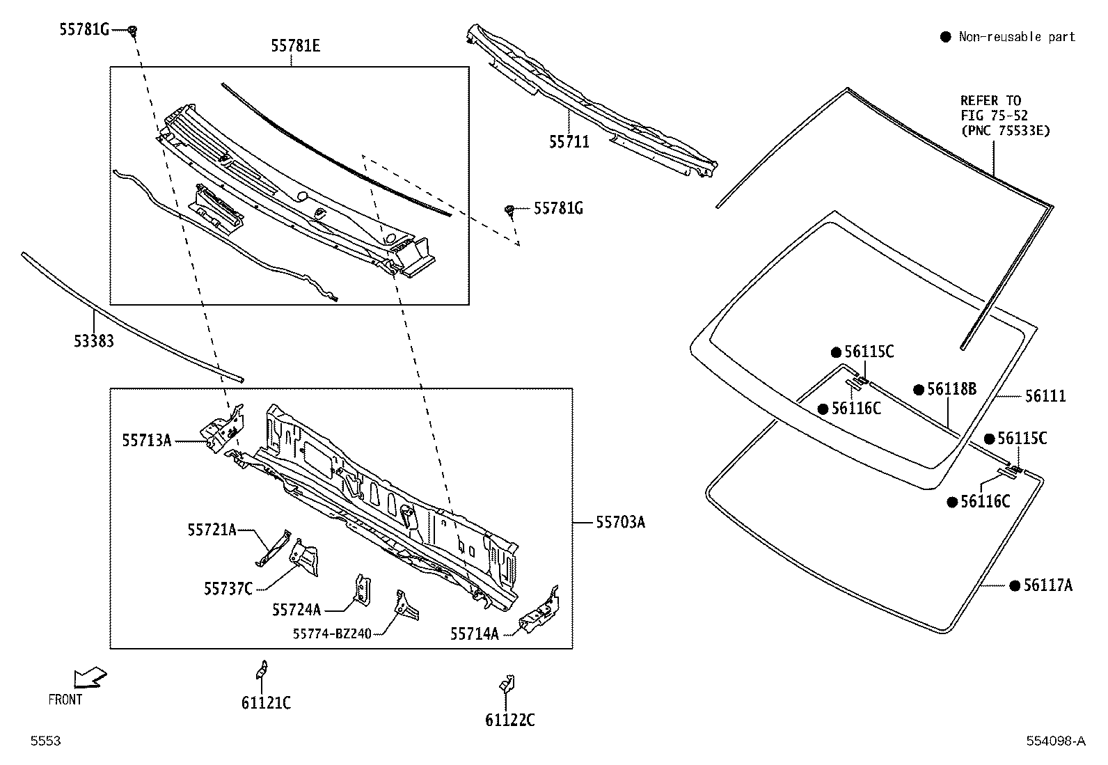 55708-BZ080 LOUVER SUB-ASSY, COWL TOP VENTILATOR product image