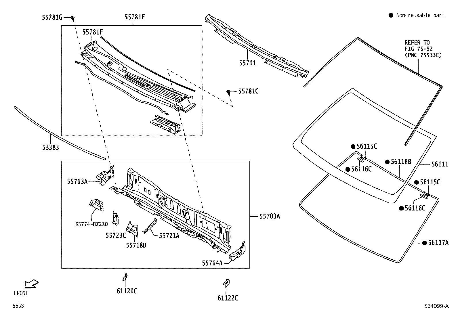 55708-BZ080 LOUVER SUB-ASSY, COWL TOP VENTILATOR product image