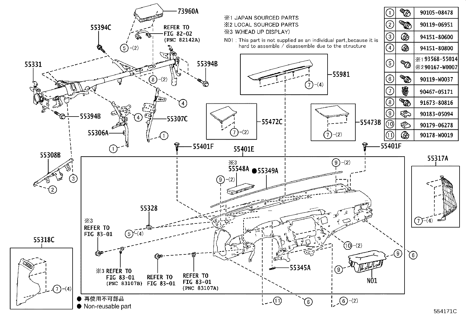 55405-33340 PANEL SUB-ASSY, INSTRUMENT CLUSTER FINISH, CENTER product image