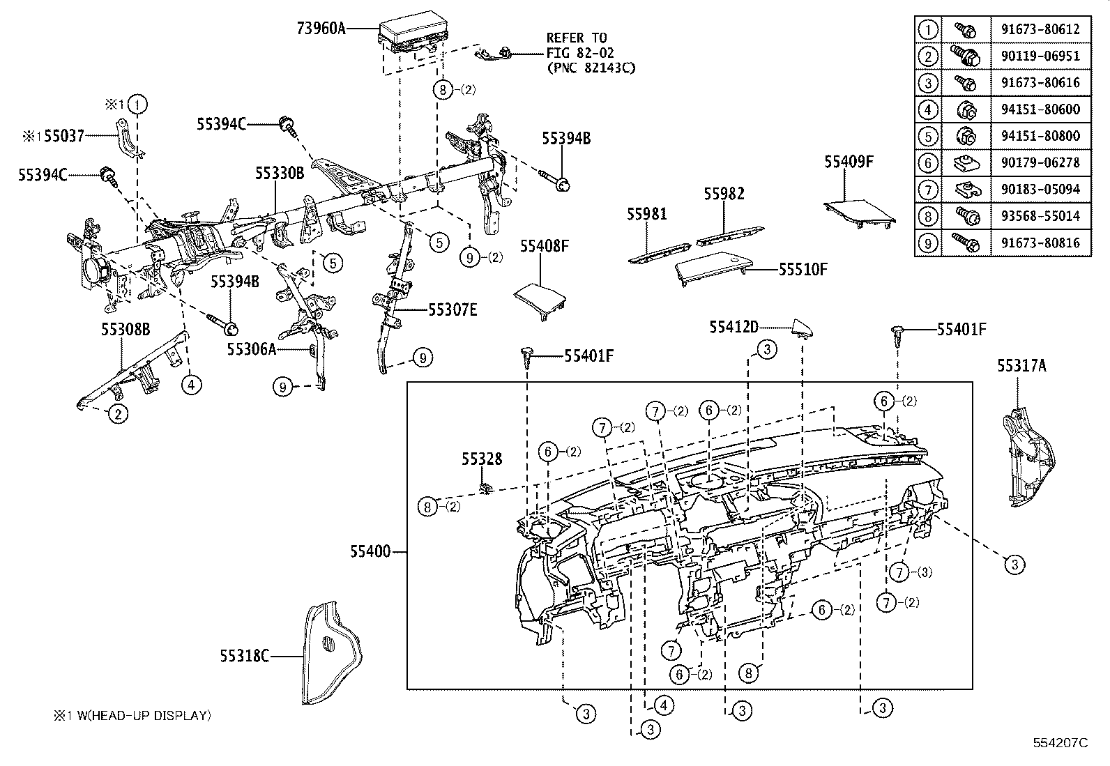 55054-33150 STOPPER SUB-ASSY, GLOVE COMPARTMENT DOOR product image