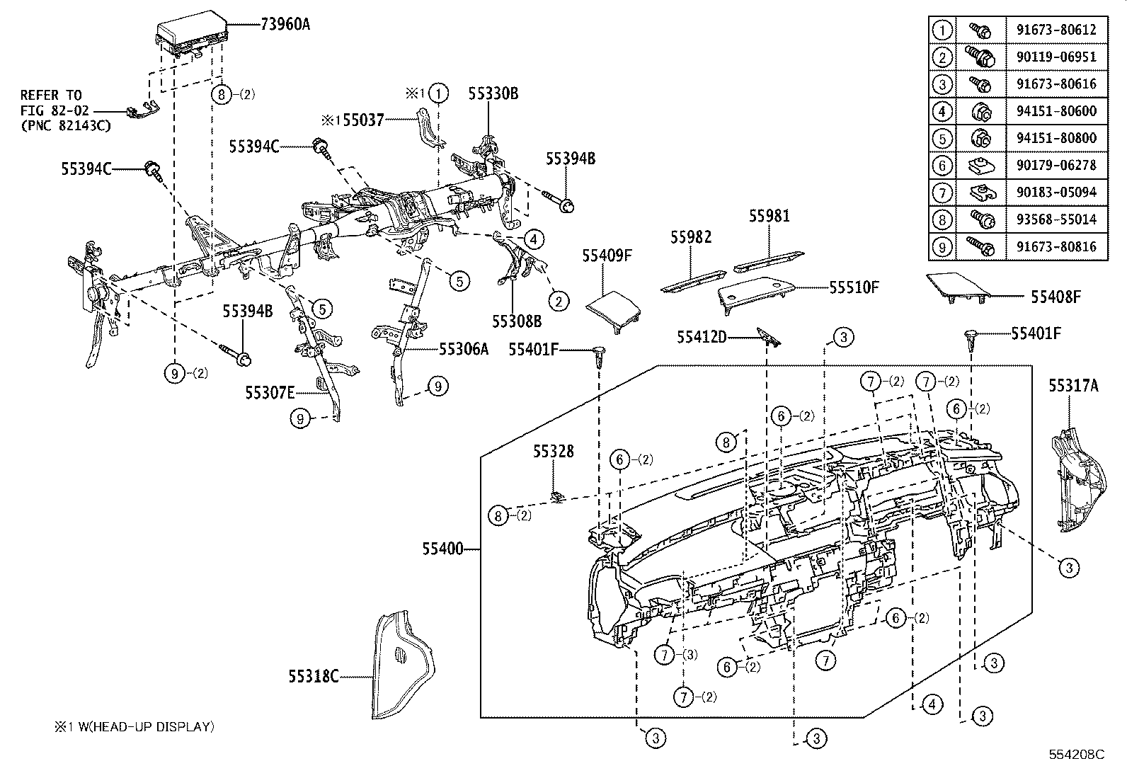 55054-33150 STOPPER SUB-ASSY, GLOVE COMPARTMENT DOOR product image