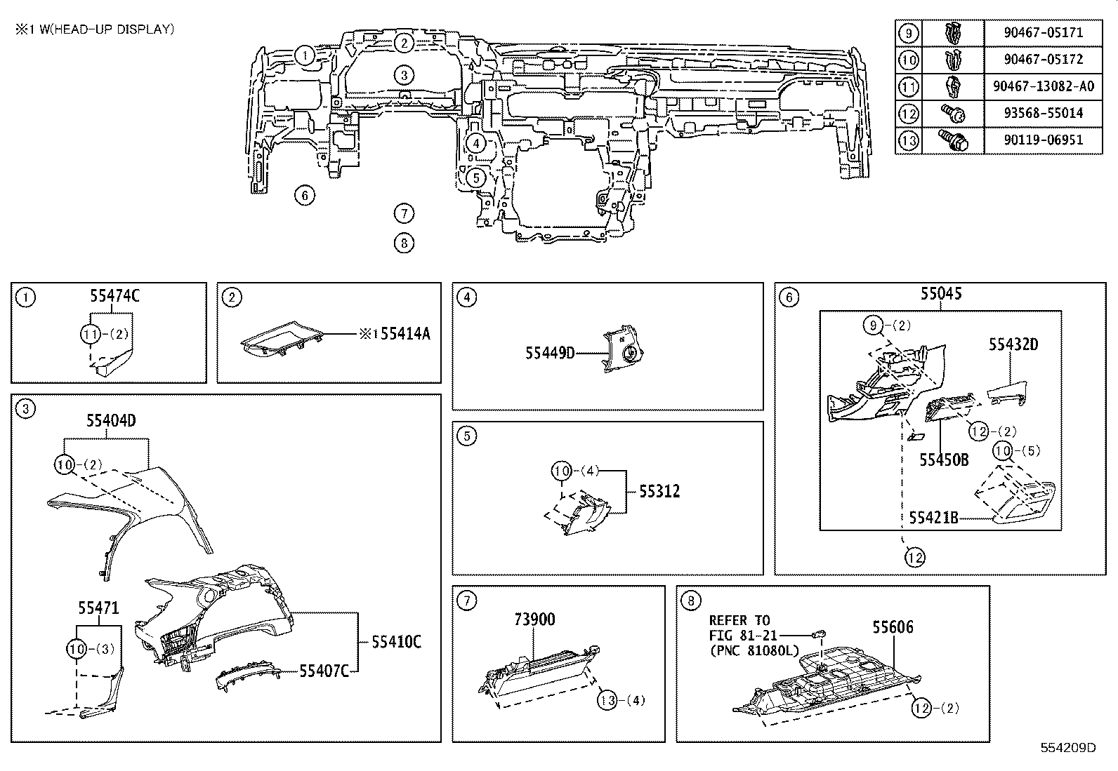 55054-33150 STOPPER SUB-ASSY, GLOVE COMPARTMENT DOOR product image