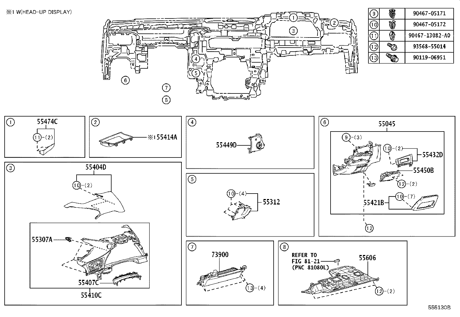55054-33150 STOPPER SUB-ASSY, GLOVE COMPARTMENT DOOR product image