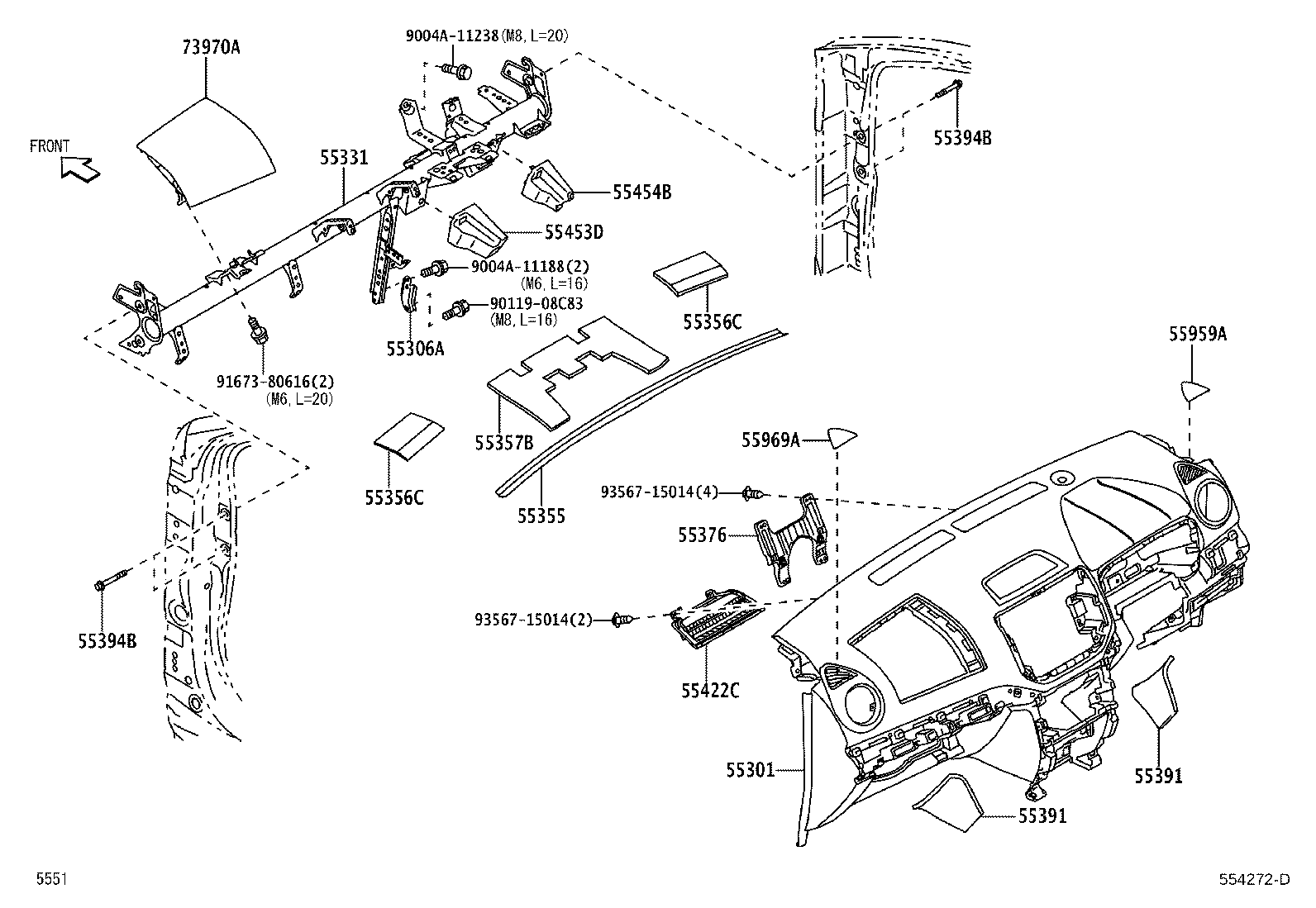 55355-BZ110 CUSHION, INSTRUMENT PANEL, NO.1 product image