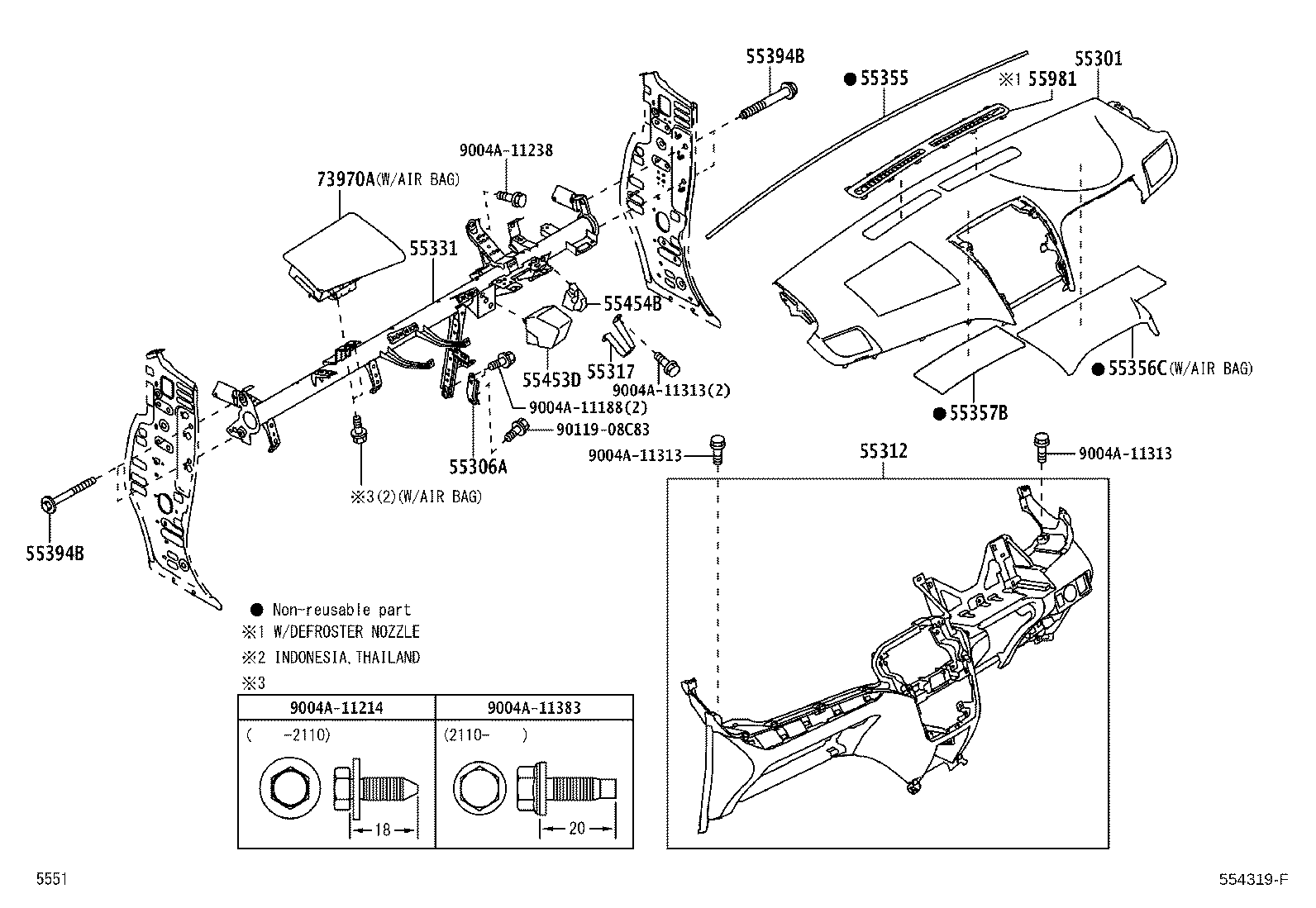 55357-BZ070 CUSHION, INSTRUMENT PANEL, NO.3 product image