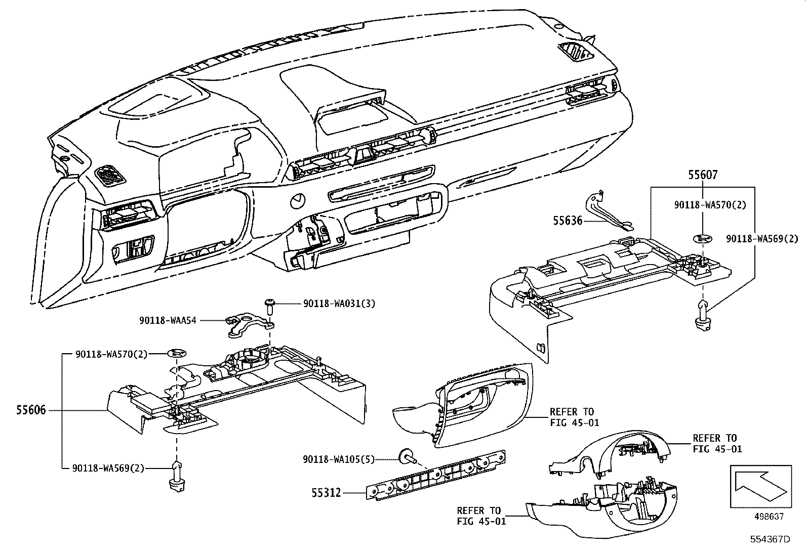55054-WAA01 STOPPER SUB-ASSY, GLOVE COMPARTMENT DOOR product image