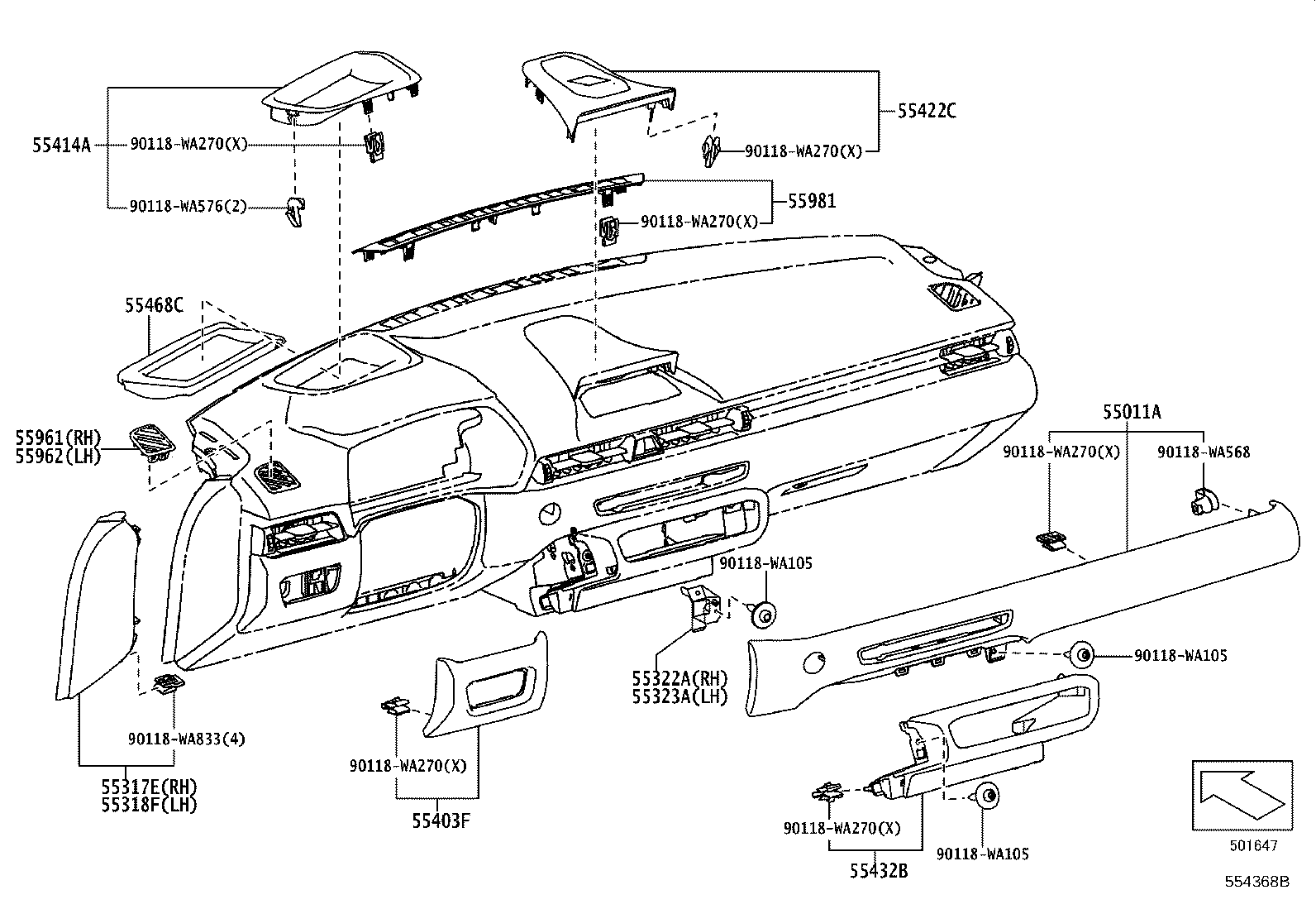 55054-WAA01 STOPPER SUB-ASSY, GLOVE COMPARTMENT DOOR product image