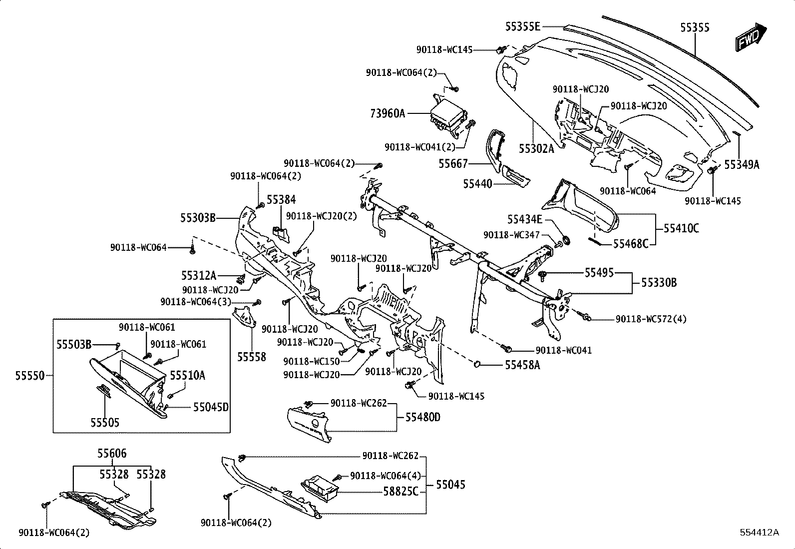 55302-WC001 PANEL SUB-ASSY, INSTRUMENT, UPPER product image