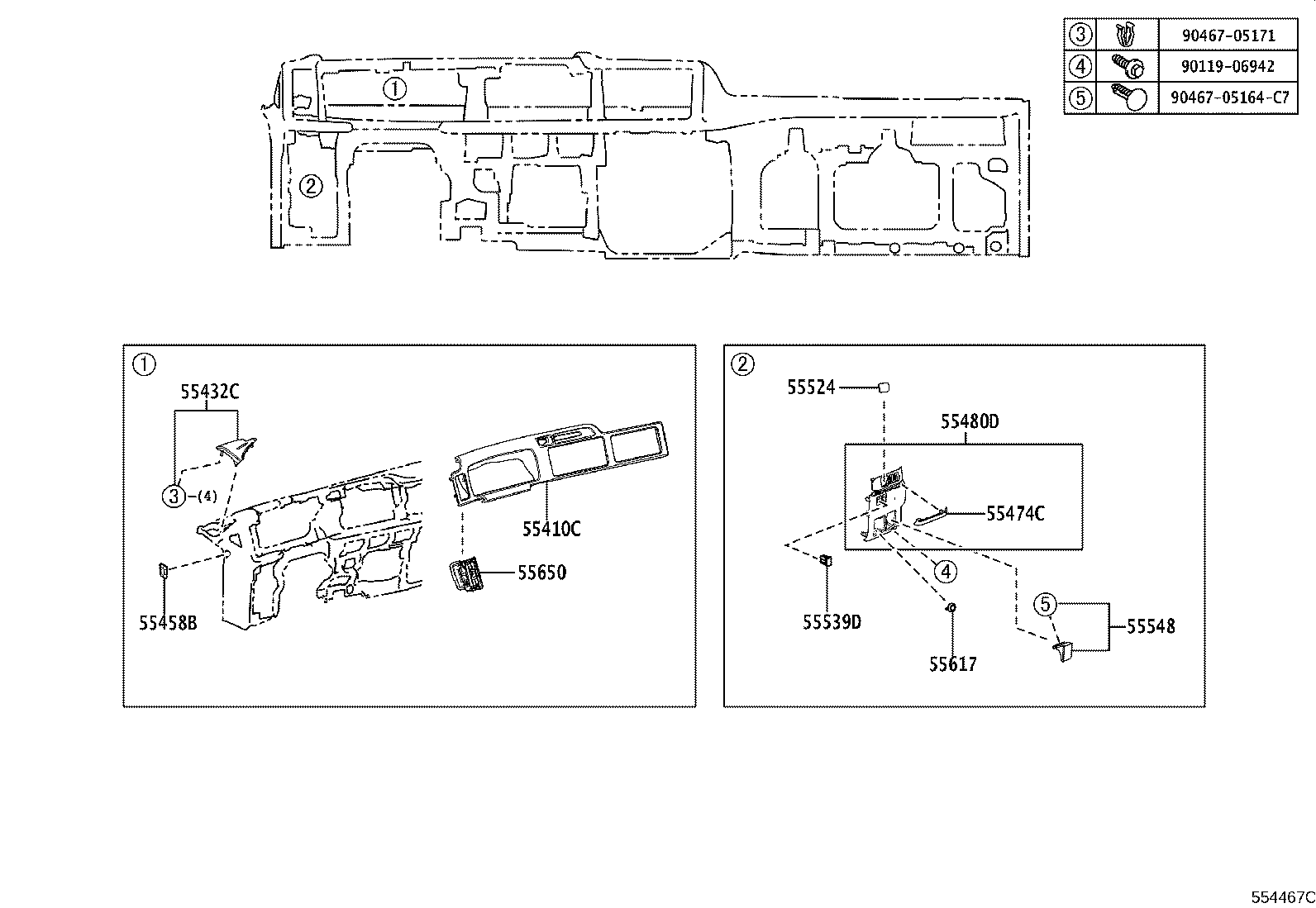 55306-36060 BRACE SUB-ASSY, INSTRUMENT PANEL, NO.1 product image