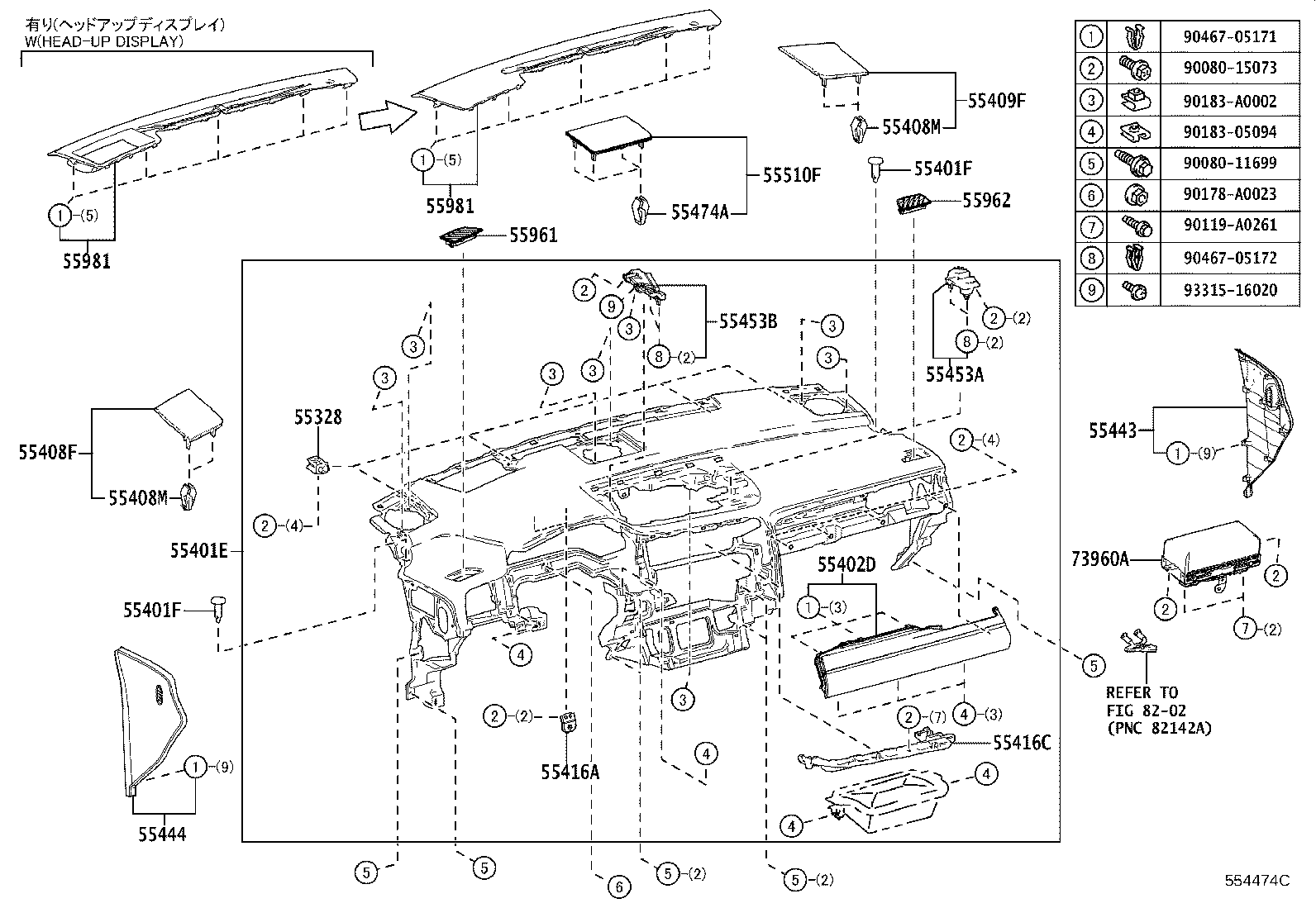 55403-0E080-C0 PANEL SUB-ASSY, INSTRUMENT PANEL FINISH product image