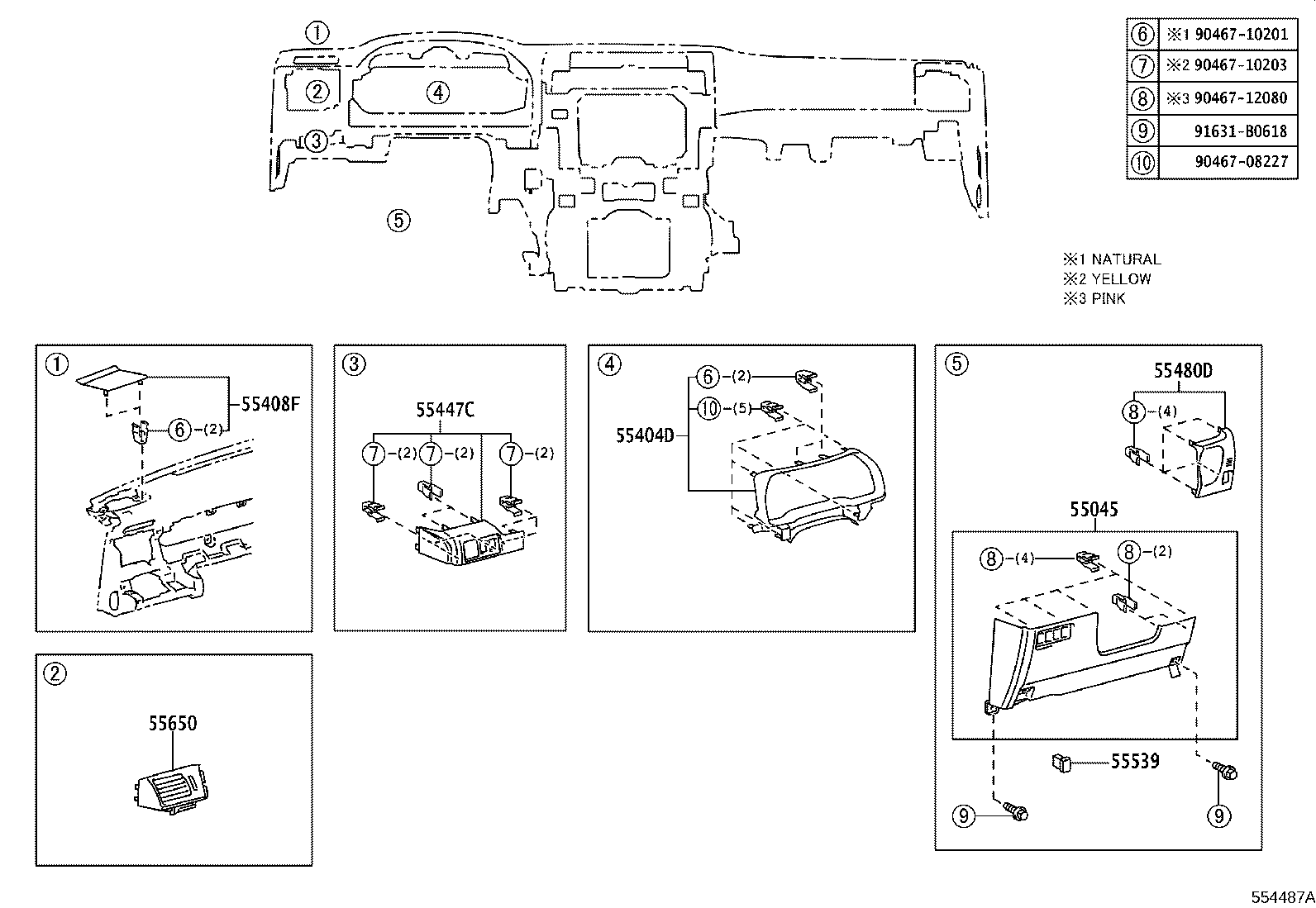 55054-35030 STOPPER SUB-ASSY, GLOVE COMPARTMENT DOOR product image