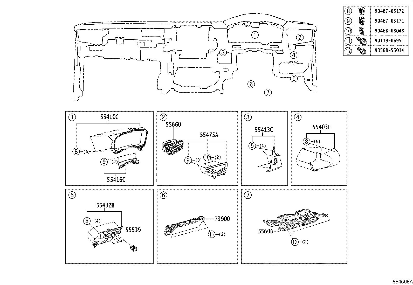 55307-12460 BRACE SUB-ASSY, INSTRUMENT PANEL, NO.2 product image
