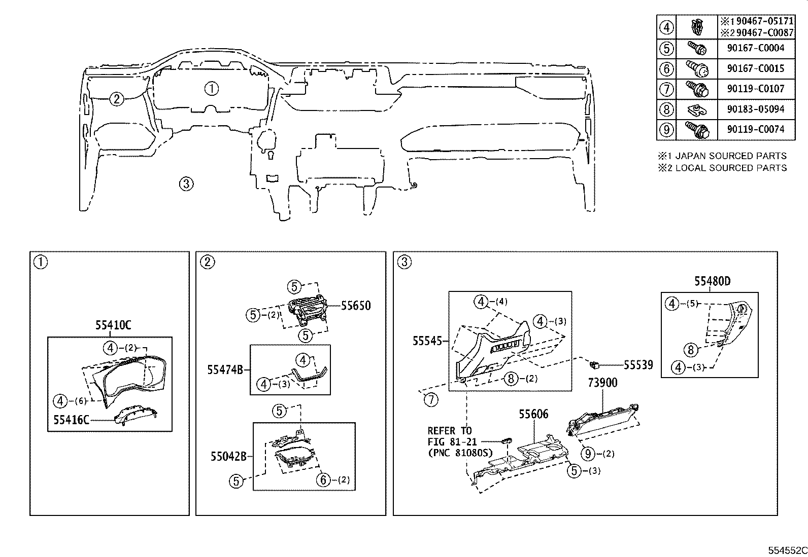55405-0R050 PANEL SUB-ASSY, INSTRUMENT CLUSTER FINISH, CENTER product image