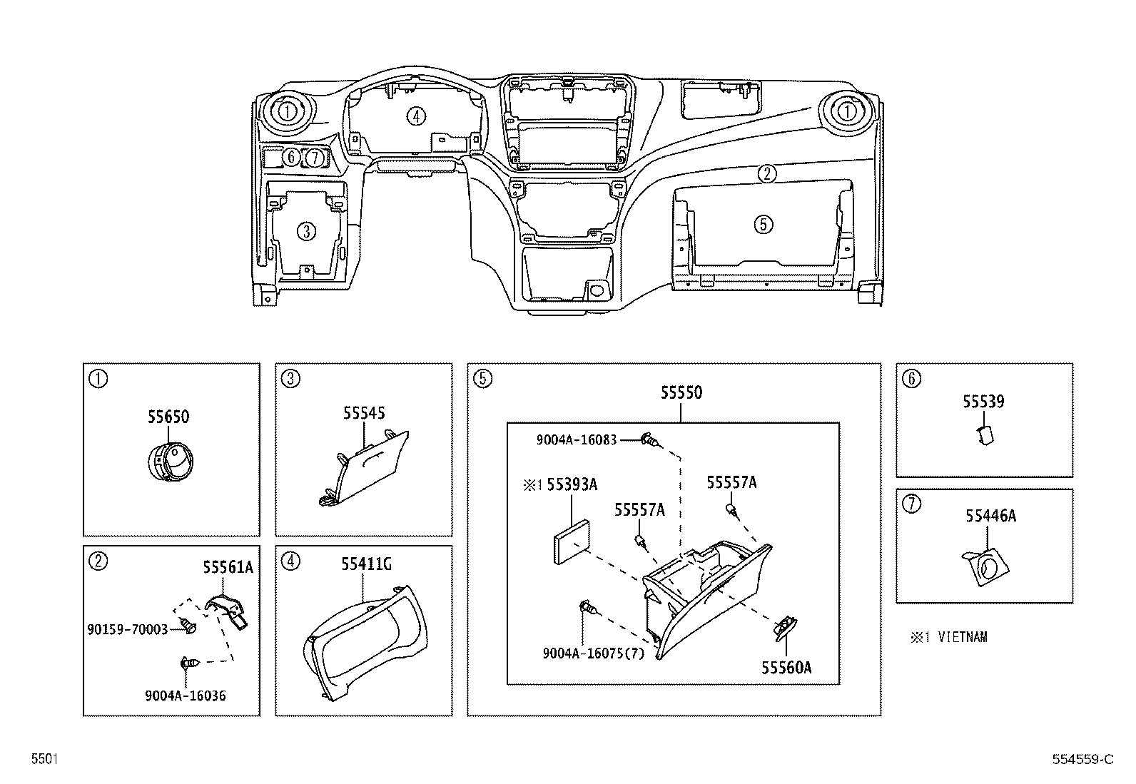 55355-BZ100 CUSHION, INSTRUMENT PANEL, NO.1 product image