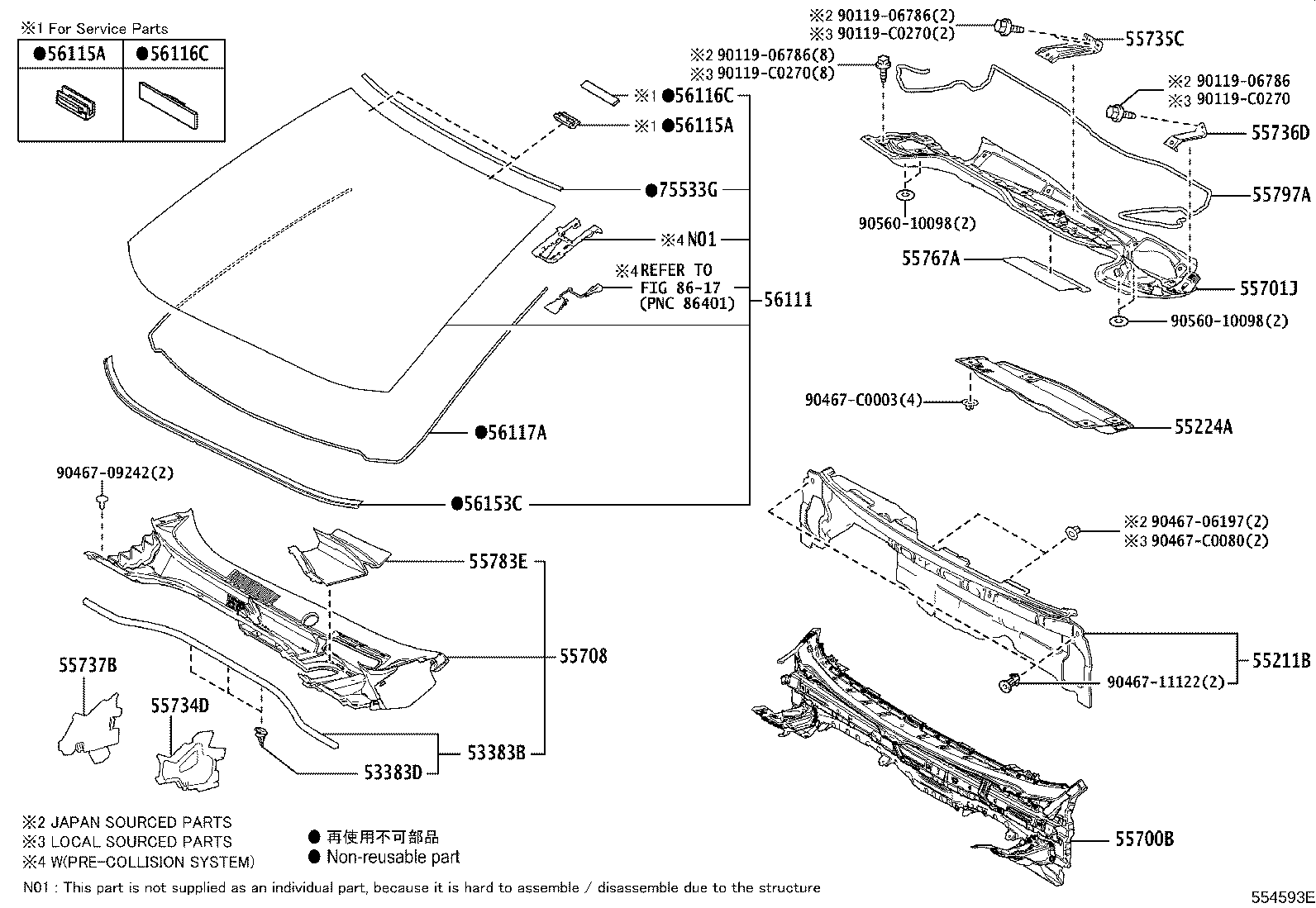 55701-F4050 PANEL SUB-ASSY, COWL TOP, OUTER product image