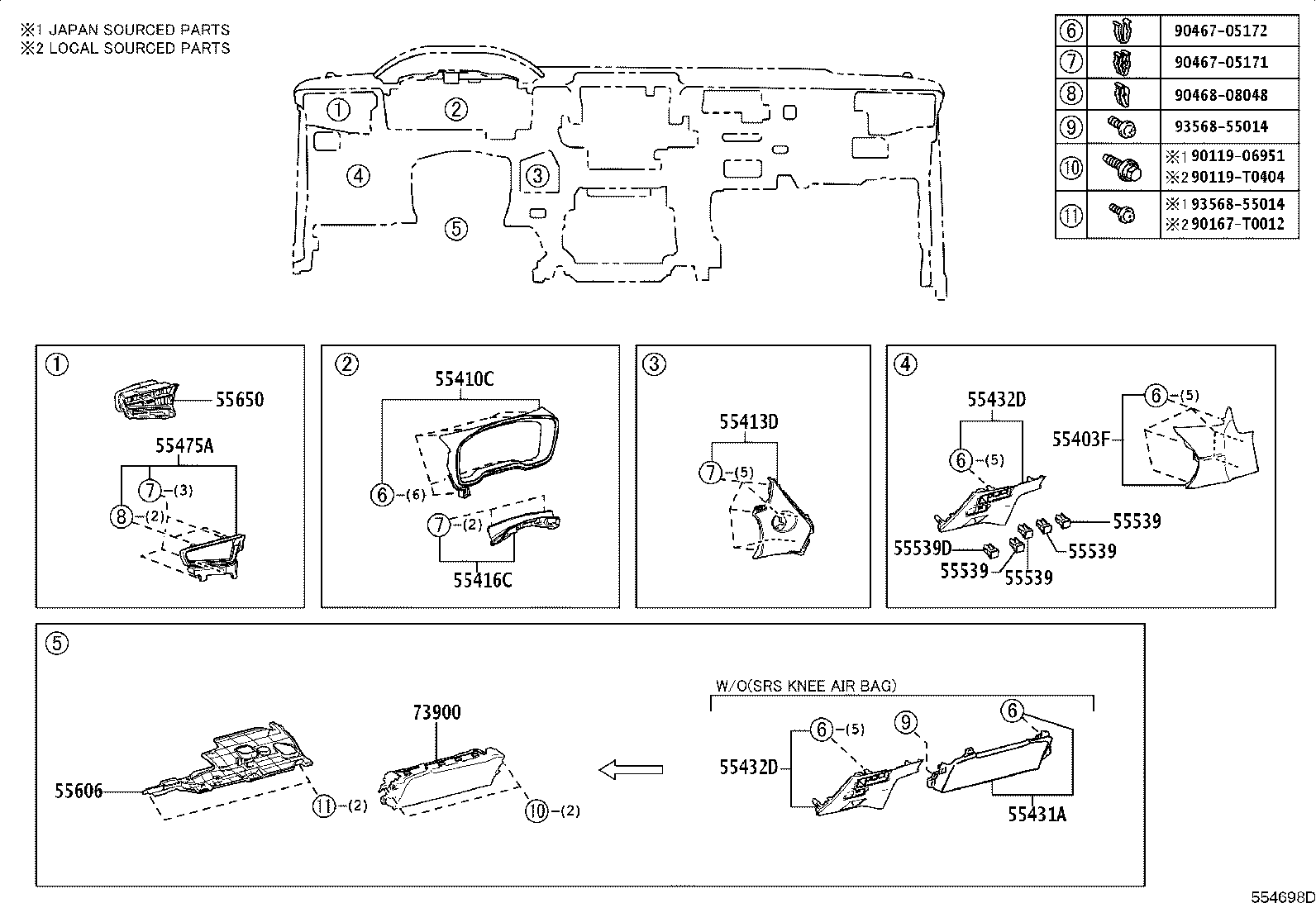 55405-0A120 PANEL SUB-ASSY, INSTRUMENT CLUSTER FINISH, CENTER product image