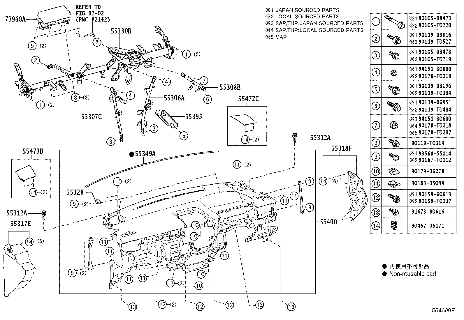 55405-0A120 PANEL SUB-ASSY, INSTRUMENT CLUSTER FINISH, CENTER product image