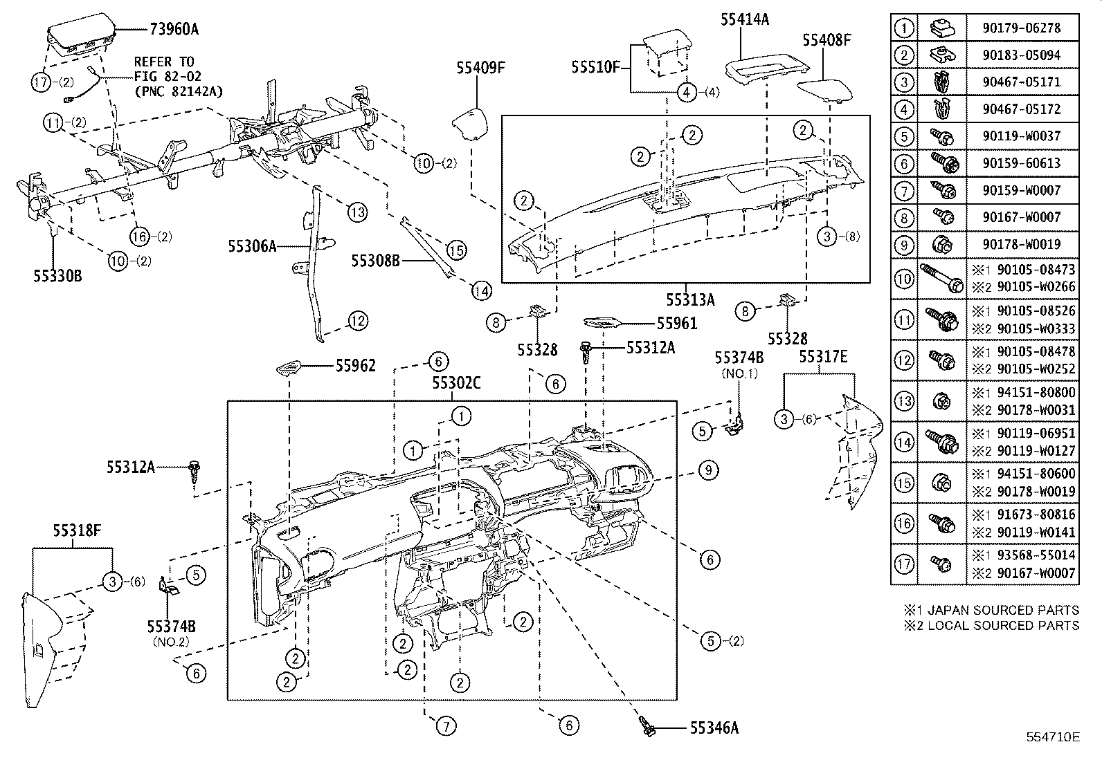55306-K0040 BRACE SUB-ASSY, INSTRUMENT PANEL, NO.1 product image