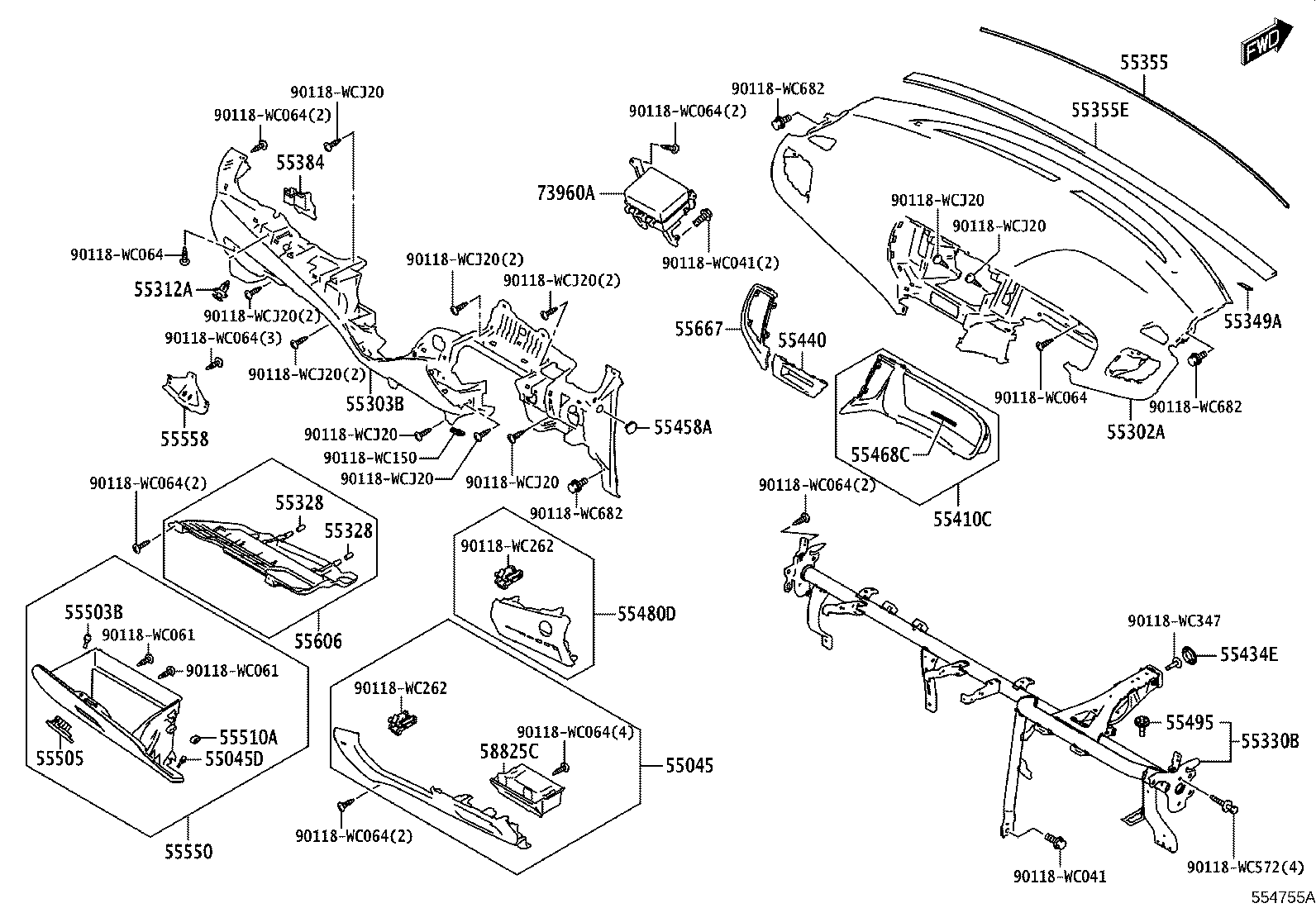 55302-WC002 PANEL SUB-ASSY, INSTRUMENT, UPPER product image