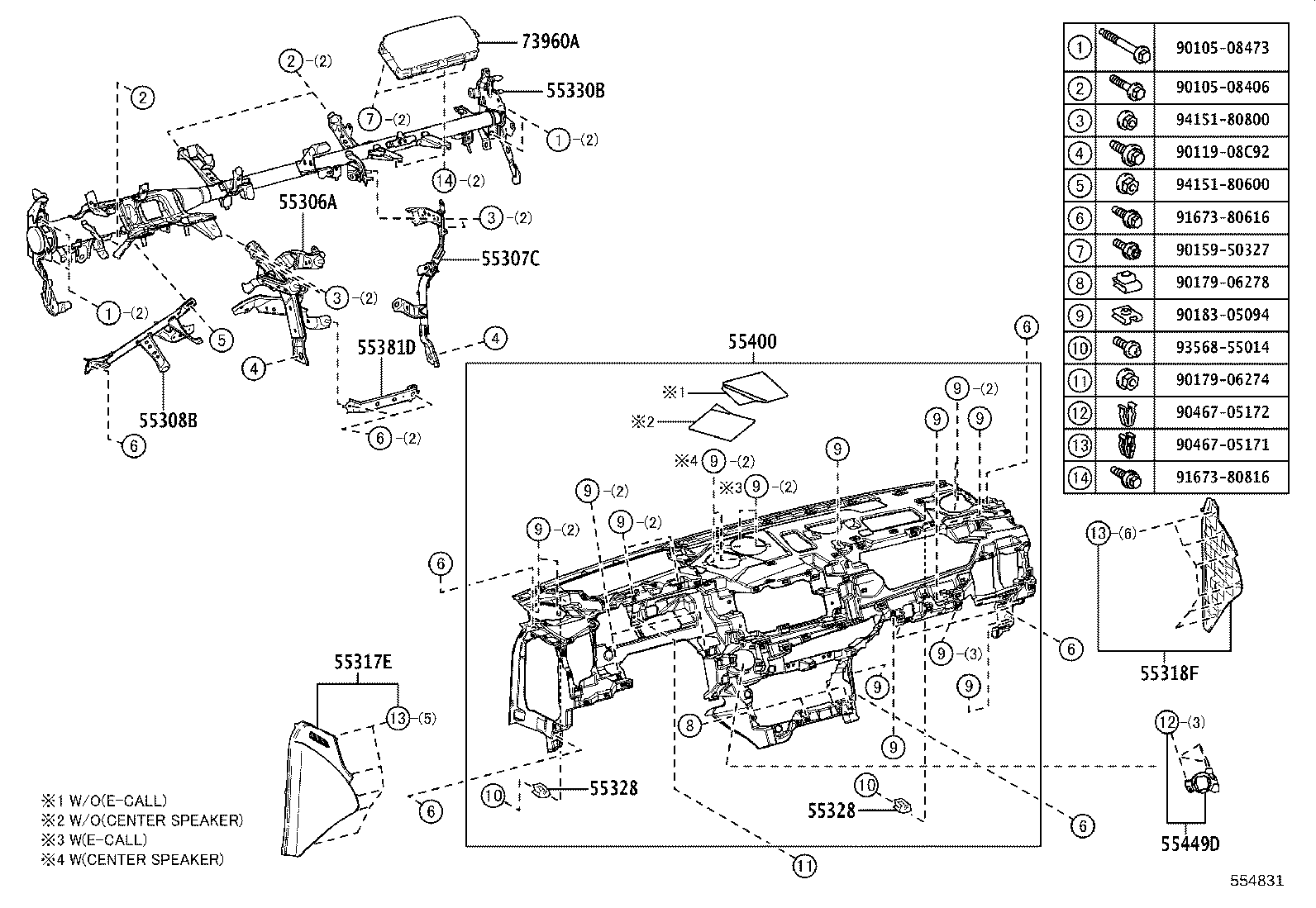 55054-62010 STOPPER SUB-ASSY, GLOVE COMPARTMENT DOOR product image
