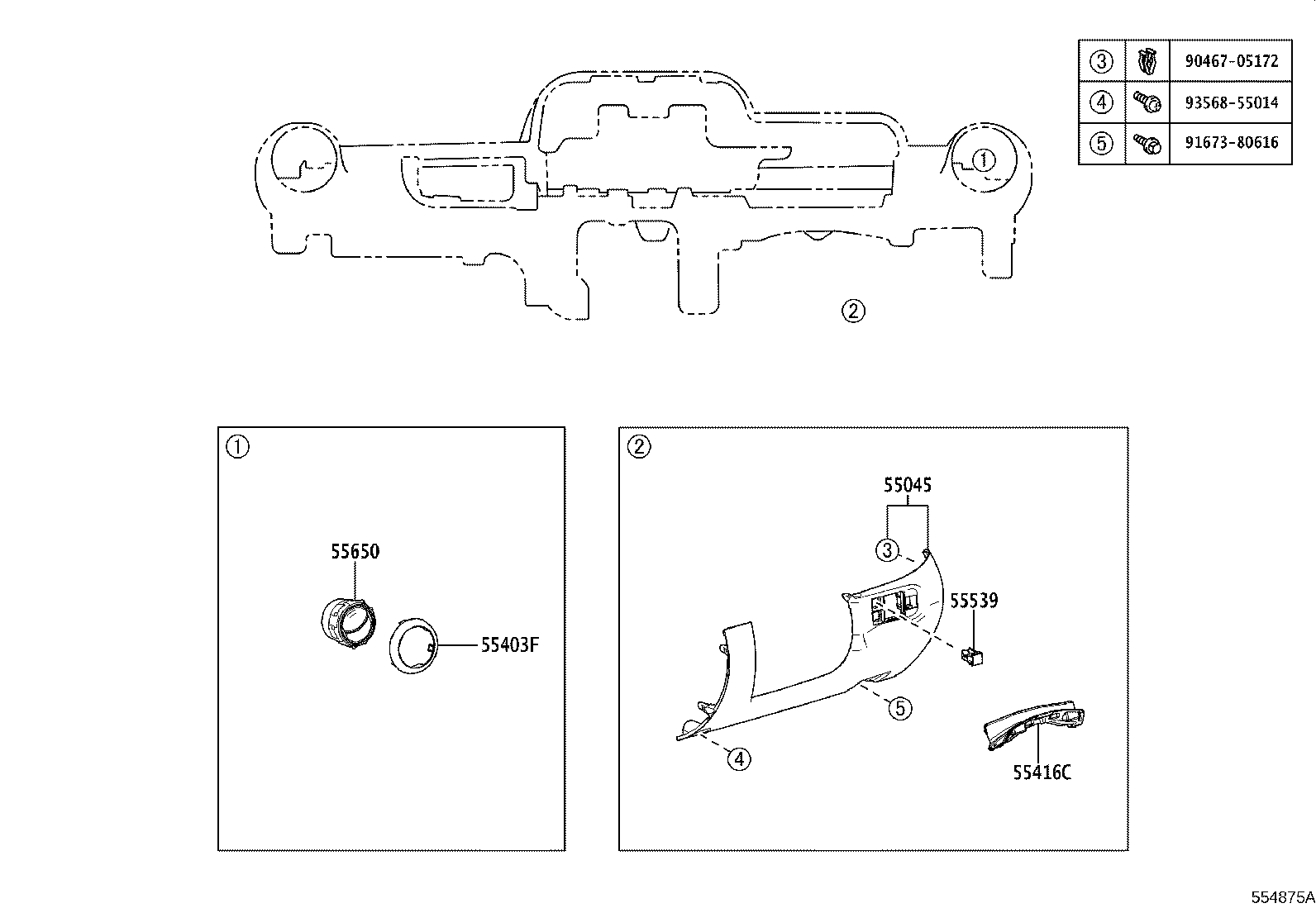 55405-55030-C0 PANEL SUB-ASSY, INSTRUMENT CLUSTER FINISH, CENTER product image