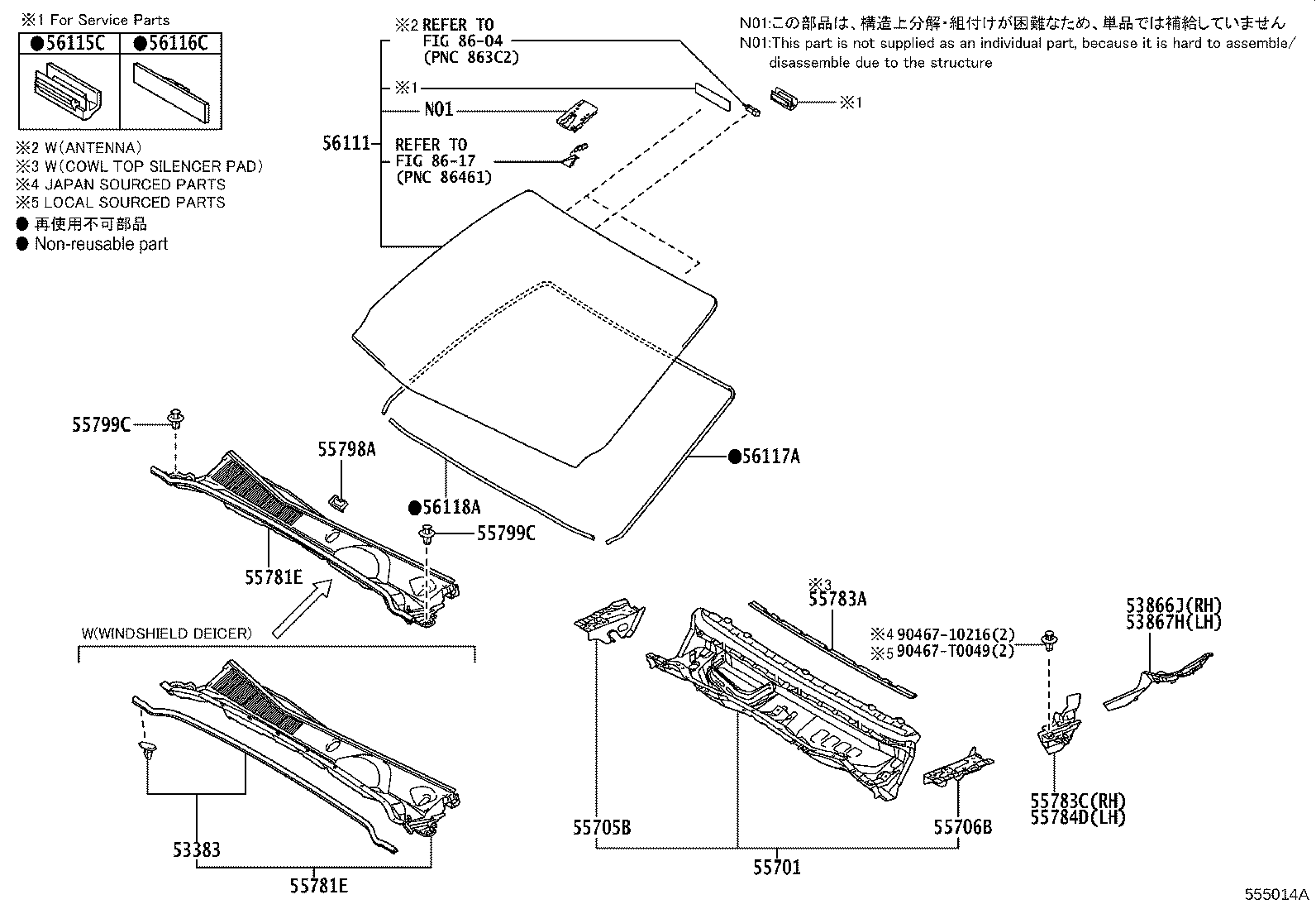 55708-0K341 LOUVER SUB-ASSY, COWL TOP VENTILATOR product image