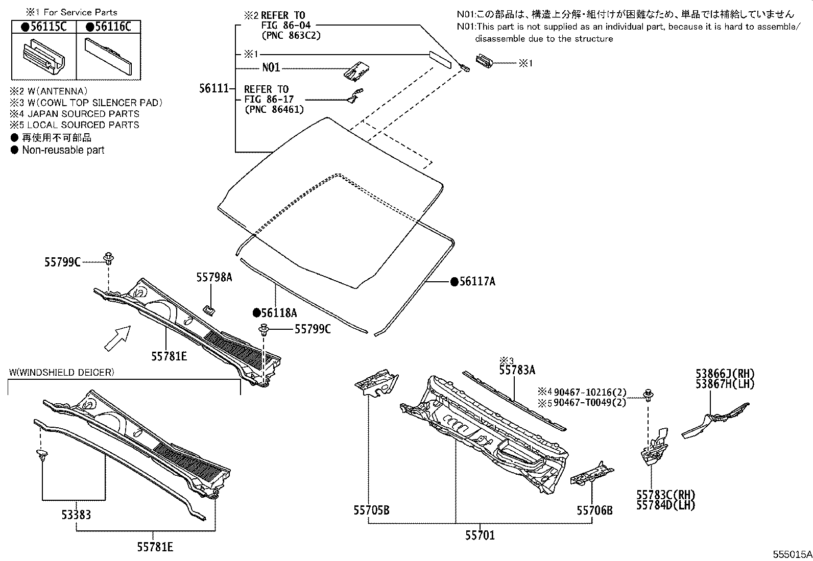 55708-0K341 LOUVER SUB-ASSY, COWL TOP VENTILATOR product image