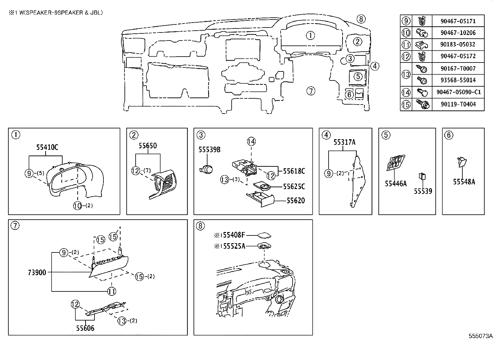 55054-0K050 STOPPER SUB-ASSY, GLOVE COMPARTMENT DOOR product image